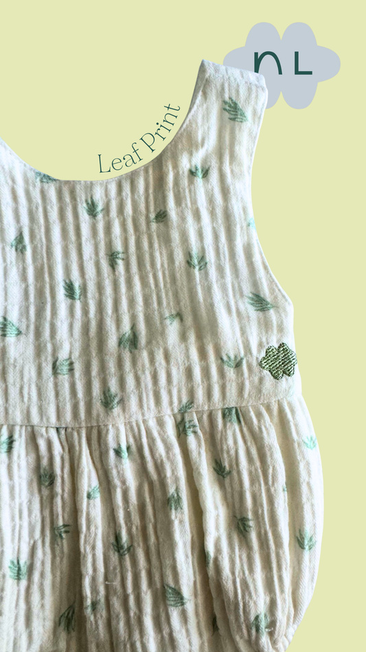 Leaf Print Muslin Romper