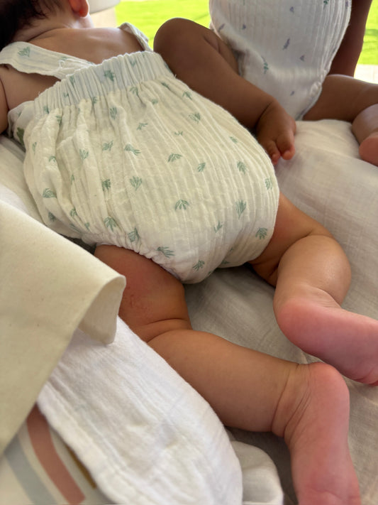 Leaf Print Muslin Romper