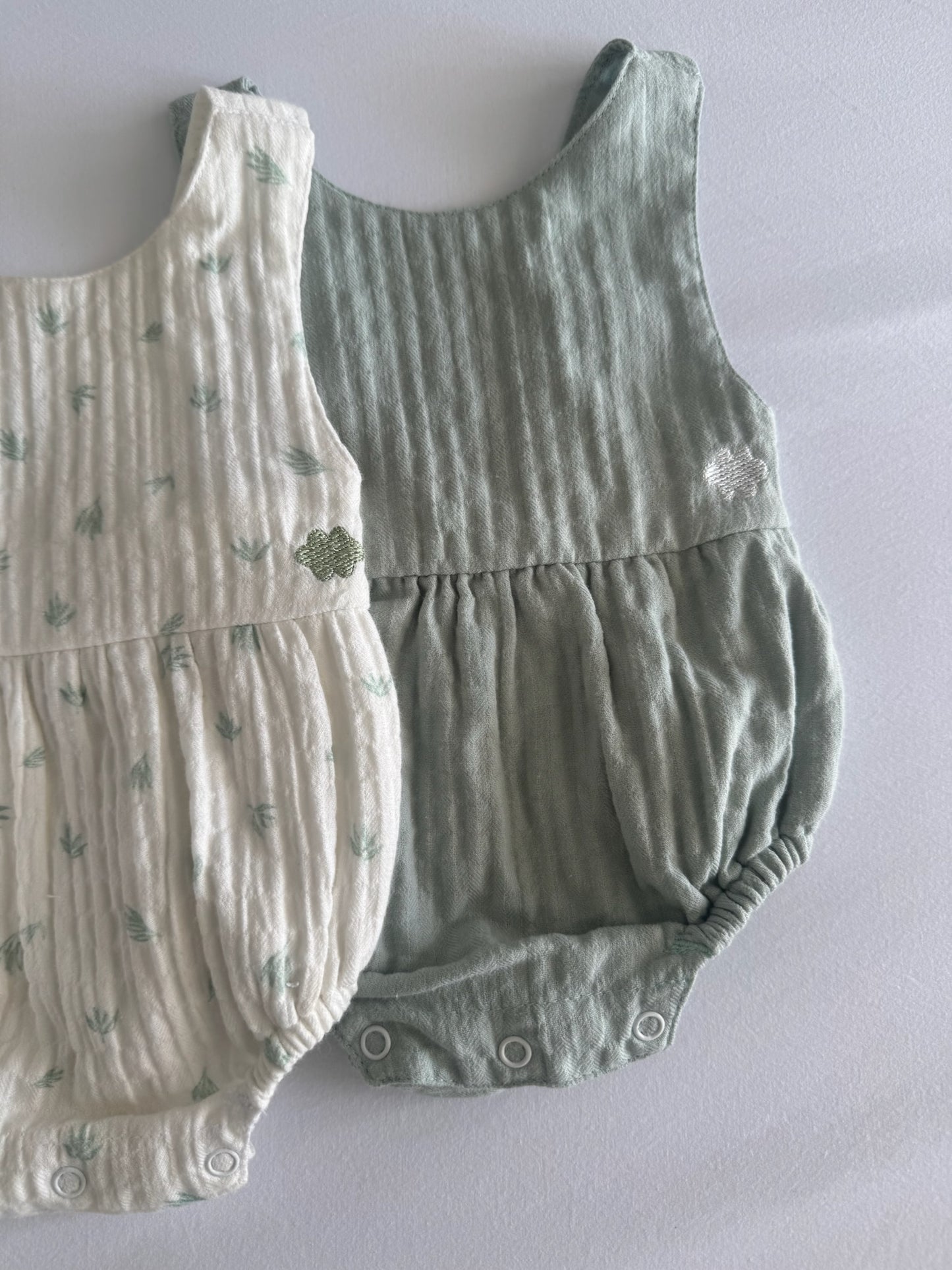 Leaf Print Muslin Romper