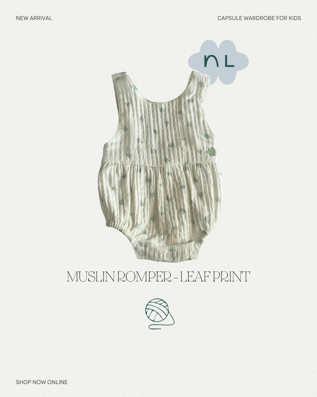 Leaf Print Muslin Romper